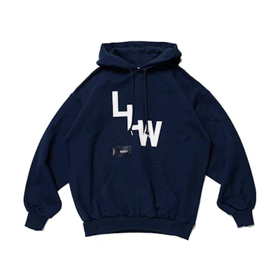 WTAPS Letter Print Pullover Hoodie Navy Blue 222ATDT-HPM04S-NAVY