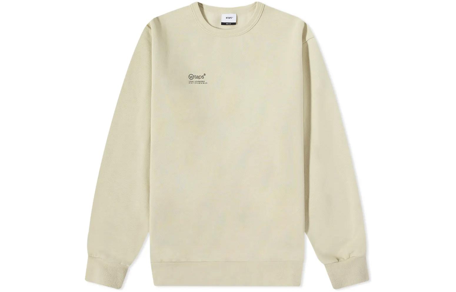 WTAPS Logo Graphic Crewneck Long Sleeve Sweatshirt Champagne - 212ATDT-CP02S-SA