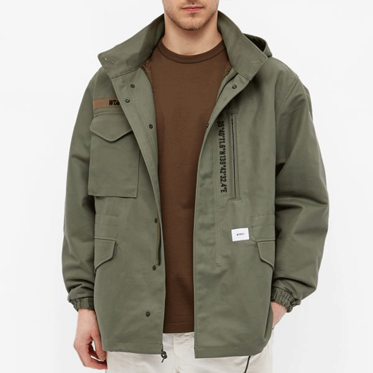 Shop WTAPS Logo Multi-Pocket Hooded Jacket for Men 202WVDT-JKM01