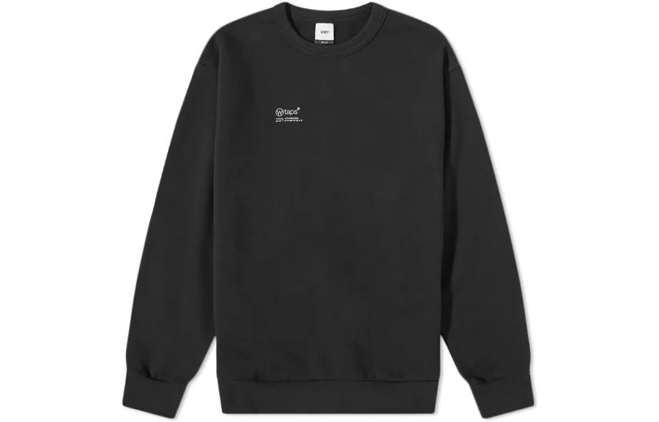 WTAPS Logo Print Crewneck Long Sleeve Sweatshirt Black 212ATDT-CP02S-BK