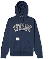 WTAPS Logo Print Navy Hoodie Unisex 201ATDT-CSM18 WTAPS Logo Print Navy Hoodie Unisex 201ATDT-CSM18
