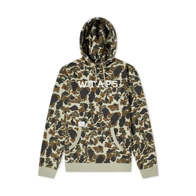 WTAPS Logo Printed Hoodie Green Camo Men 182ATDT-CSM04S
