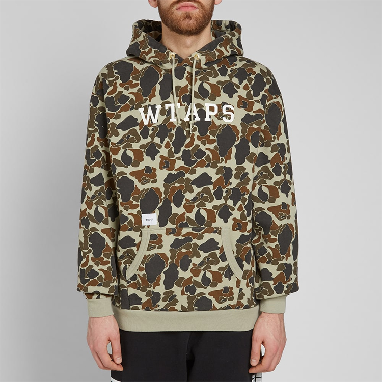 Lookbook WTAPS 標誌印花連帽衫 綠色迷彩 男款 182ATDT-CSM04S