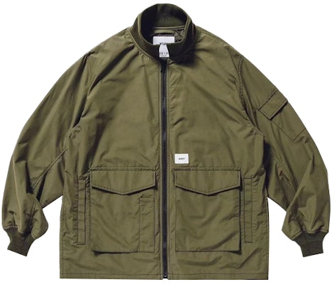 WTAPS Military Green Loose-Fit Stand Collar Jacket with Large Pockets. 202TQDT-JKM01 Buy WTAPS Military Green Loose-Fit Stand Collar Jacket with Large Pockets. 202TQDT-JKM01