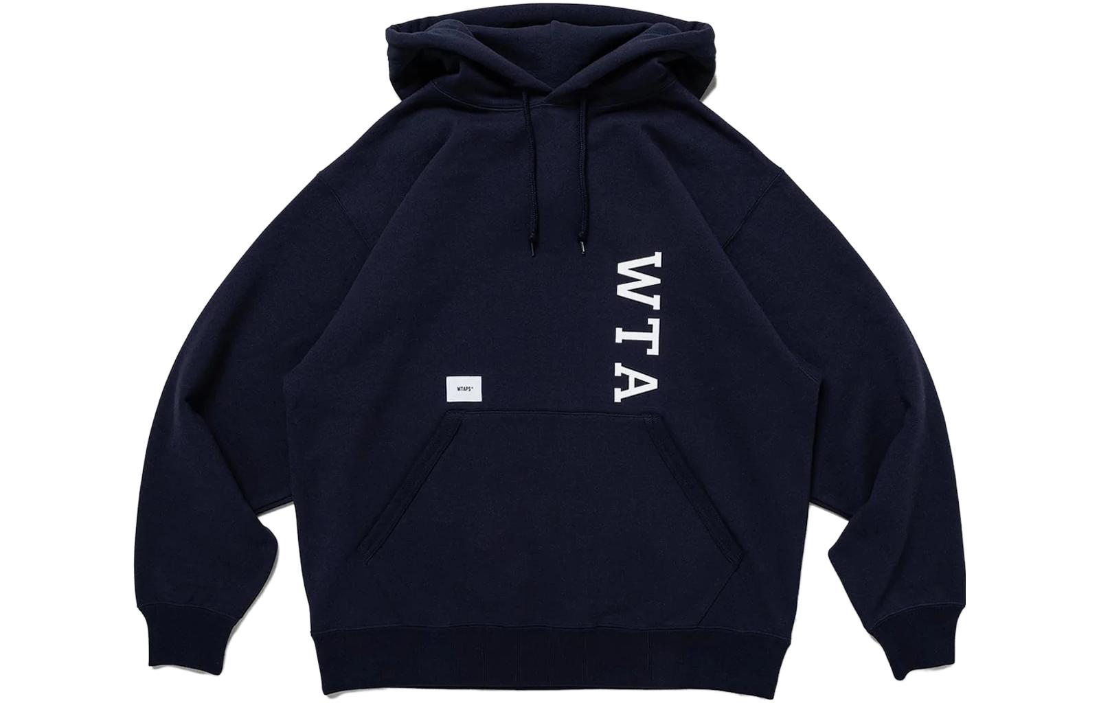 WTAPS Navy Blue Logo Print Hoodie Unisex Long Sleeve Pullover 231ATDT-CSM01-NAVY