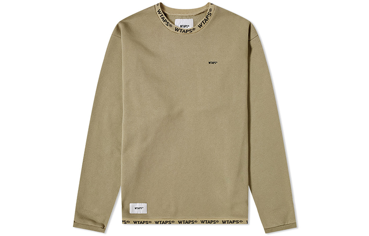 WTAPS Olive Green Crewneck Long Sleeve Sweatshirt Men 201ATDT-CSM30