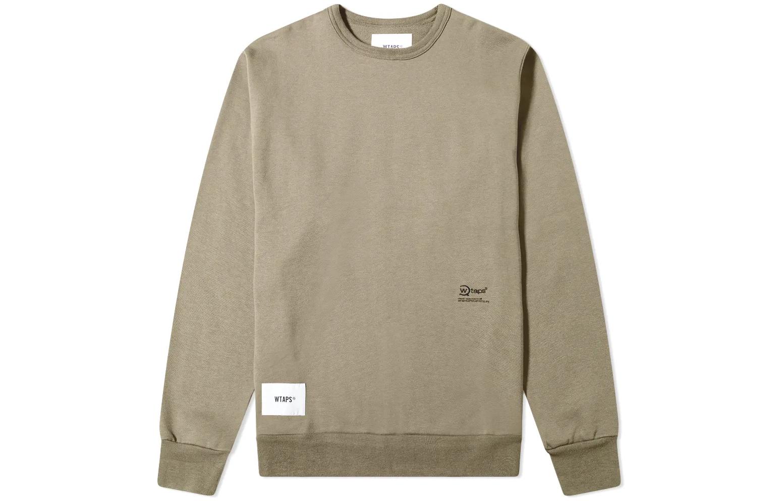 WTAPS Plain Crewneck Long Sleeve Sweatshirt Olive Brown Men 202ATDT-CSM10-OD