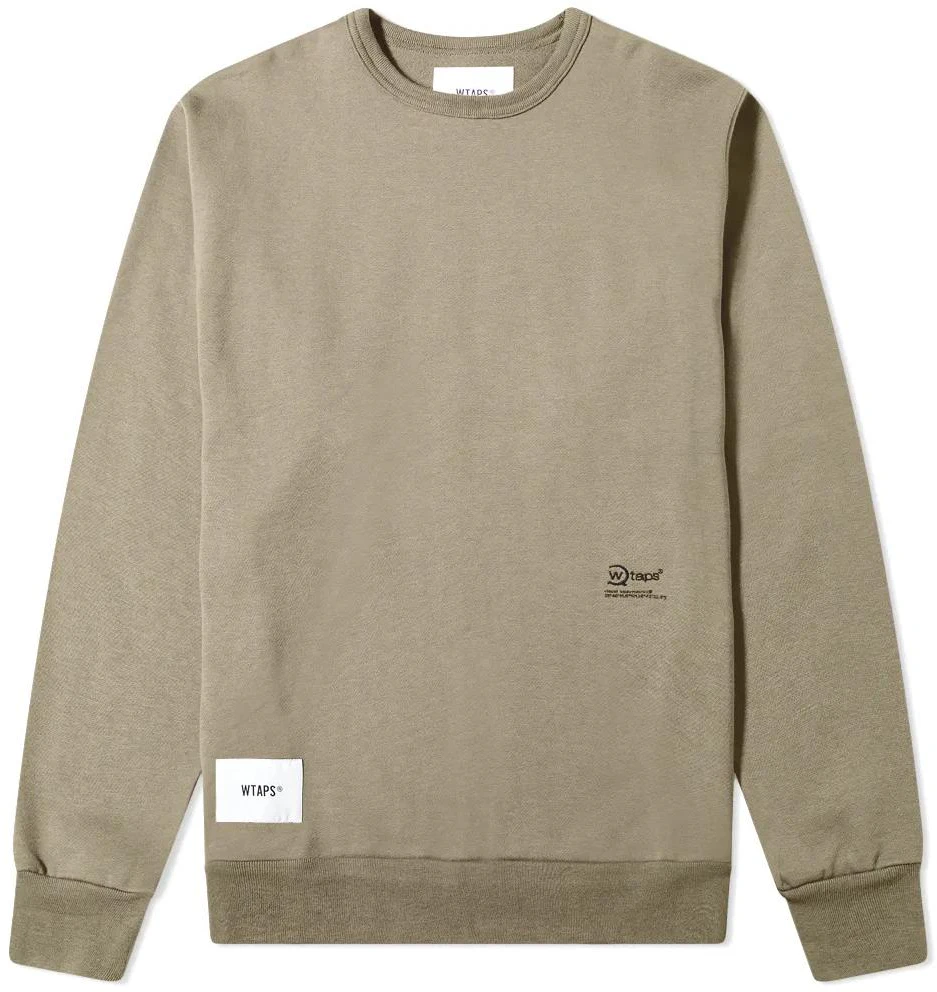 wtaps-plain-crewneck-long-sleeve-sweatshirt-olive-brown-men-202-atdt-csm-10-od