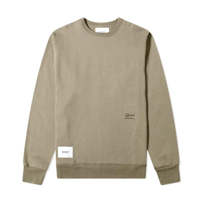 WTAPS Plain Crewneck Long Sleeve Sweatshirt Olive Brown Men 202ATDT-CSM10-OD