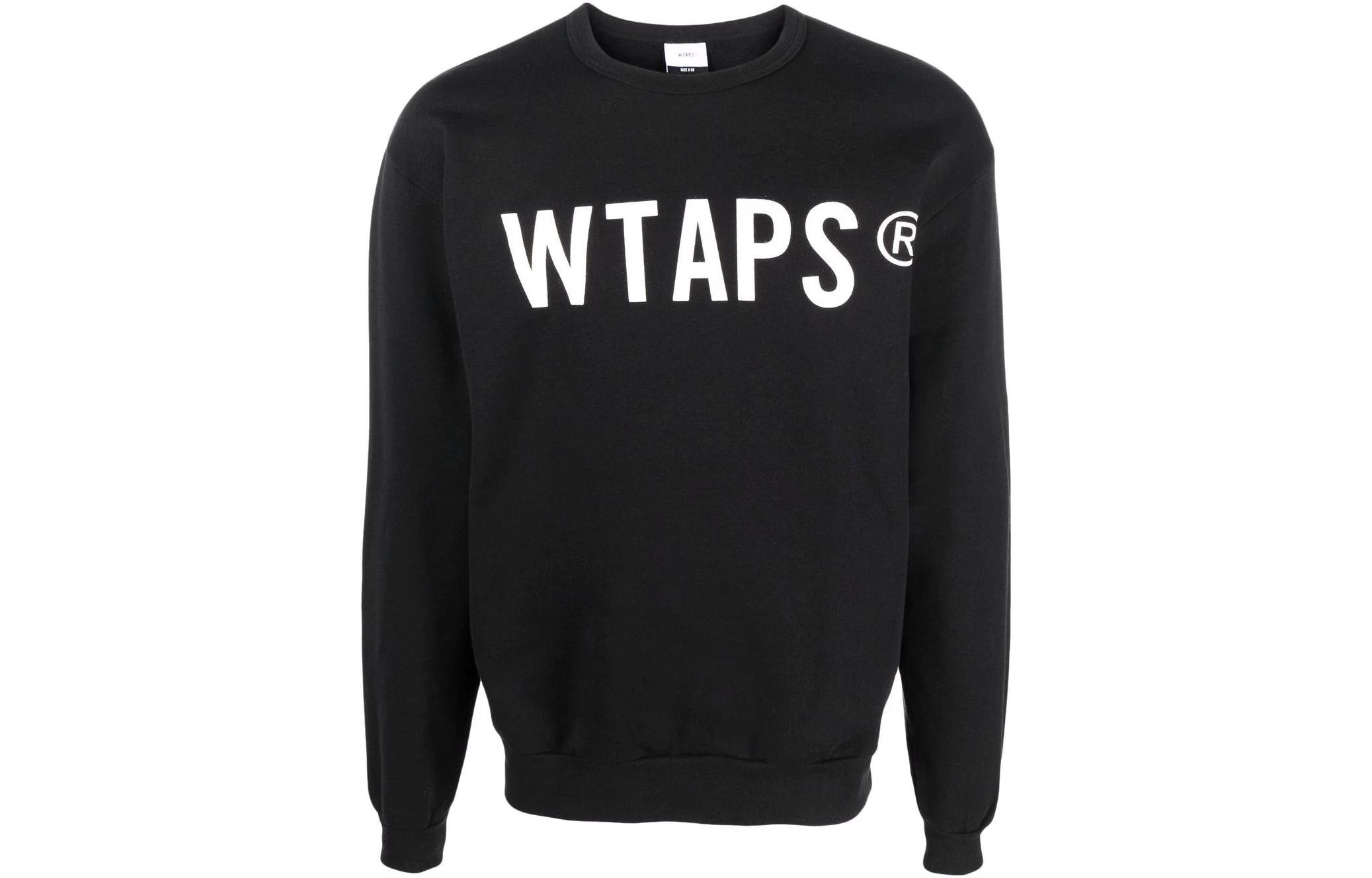 WTAPS Plain Letter Logo Black Sweatshirt Mens 212ATDT-CP01S