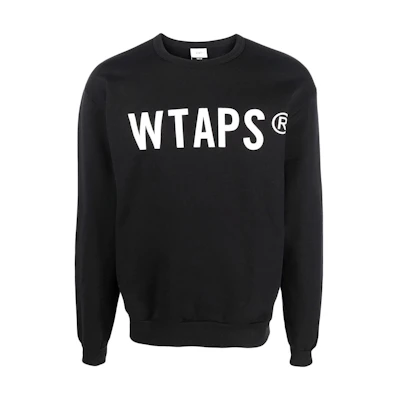 WTAPS Plain Letter Logo Black Sweatshirt Mens 212ATDT-CP01S