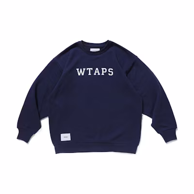 WTAPS Plain Navy Blue Pullover Crewneck Sweatshirt 221ATDT-CSM18