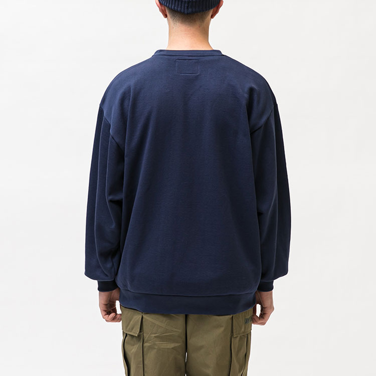 Details for WTAPS Plain Navy Blue Pullover Crewneck Sweatshirt 221ATDT-CSM18