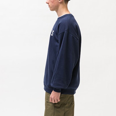 WTAPS Plain Navy Blue Pullover Crewneck Sweatshirt 221ATDT-CSM18 Sizing WTAPS Plain Navy Blue Pullover Crewneck Sweatshirt 221ATDT-CSM18