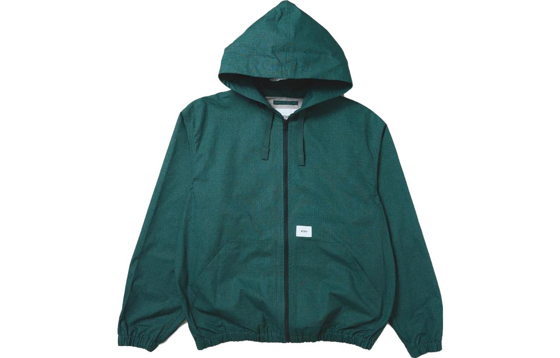 WTAPS Plain Zip-Up Hoodie Green - Long Sleeve Hooded Sweatshirt 231BRDT-JKM03-GRN