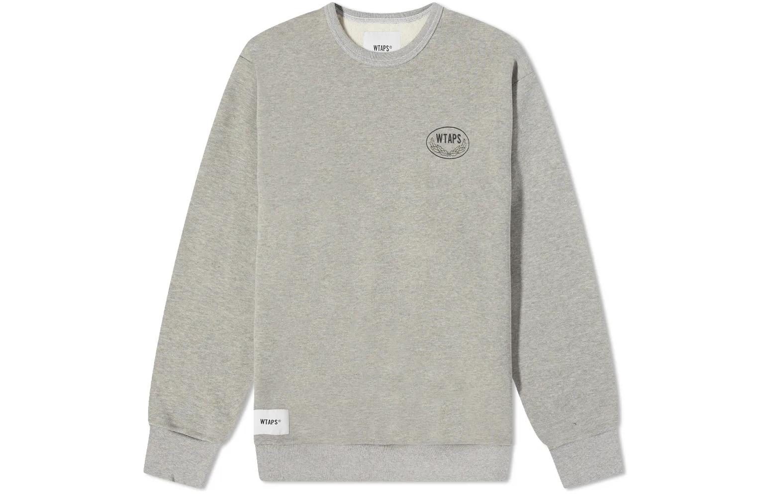 WTAPS Printed Logo Crewneck Sweatshirt Grey Long Sleeve 212ATDT-CSM28-GRY
