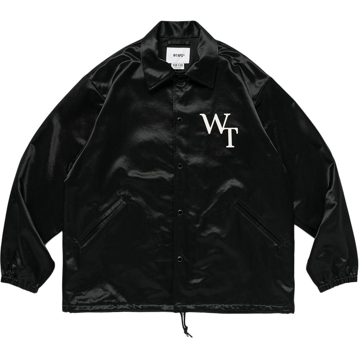 Shop WTAPS Satin Button-Up Letter Patch Jacket Unisex Long Sleeve 241TQDT-JKM02