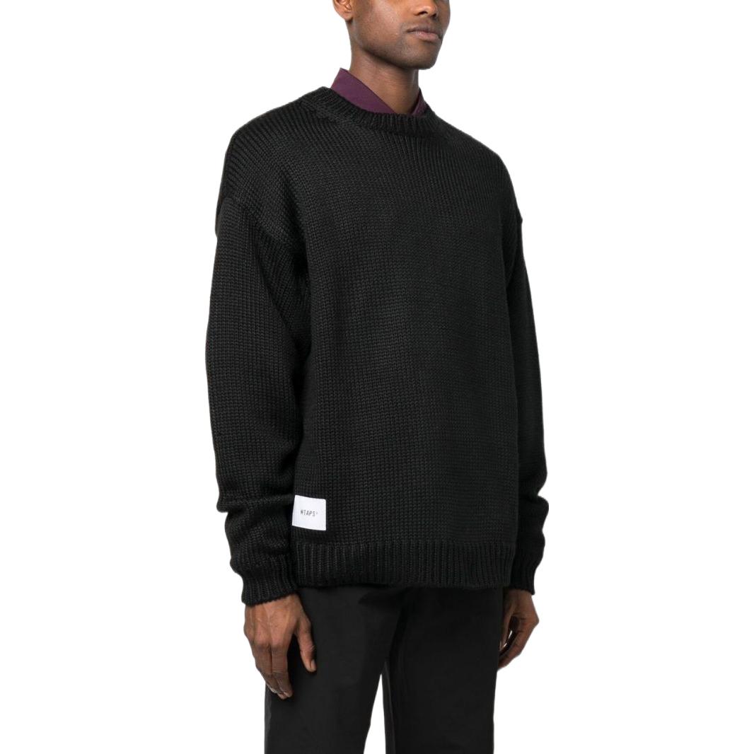 Shop WTAPS Skeleton Jacquard Knit Sweater  Black. 222MADT-KNM02