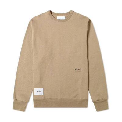 WTAPS Solid Color Crewneck Long Sleeve Sweatshirt Men’s Beige 202ATDT-CSM10-BG