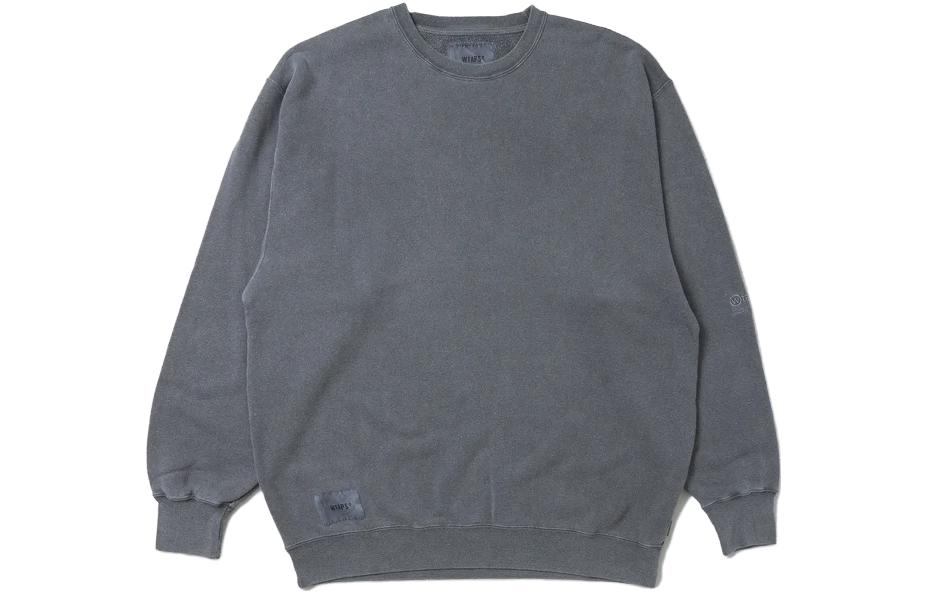 WTAPS Solid Color Crewneck Long Sleeve Sweatshirt Grey 231ATDT-CSM16-BLK