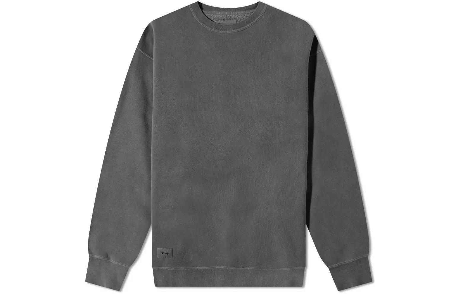 WTAPS Solid Color Crewneck Pullover Sweatshirt Black Mens 212ATDT-CSM04-BLK