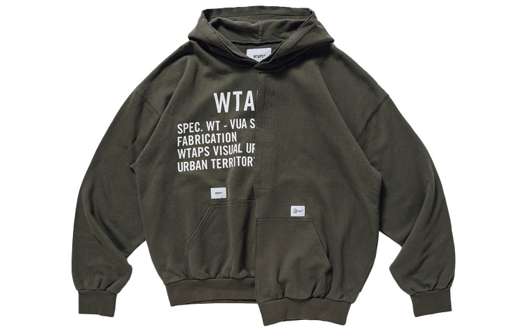 Order WTAPS SS21 Asymmetrical Cotton Hooded Sweatshirt 211ATDT-CSM39
