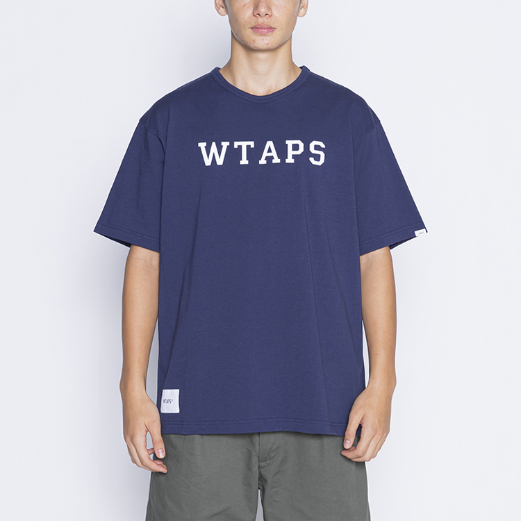 Shop WTAPS SS21 Oversized Logo Print Crewneck T-Shirt Unisex Casual Tee 211ATDT-CSM20
