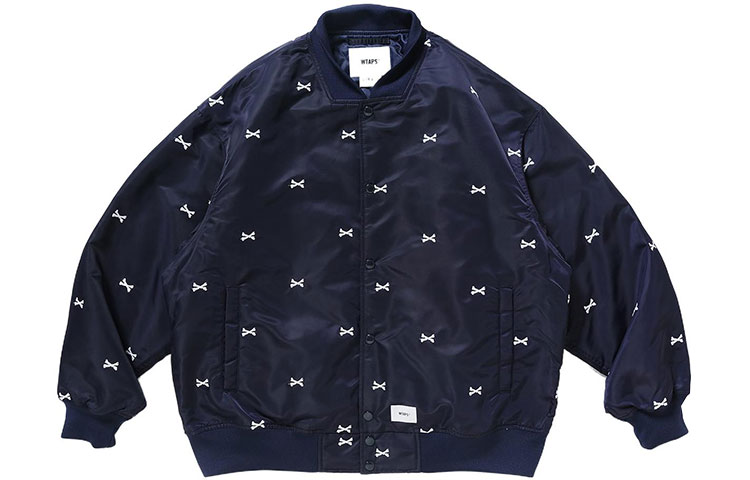 Order WTAPS SS22 Embroidered Bone Print Bomber Jacket Unisex Baseball Style. 221TQDT-JKM01