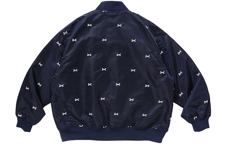 Lookbook WTAPS SS22 Embroidered Bone Print Bomber Jacket Unisex Baseball Style. 221TQDT-JKM01