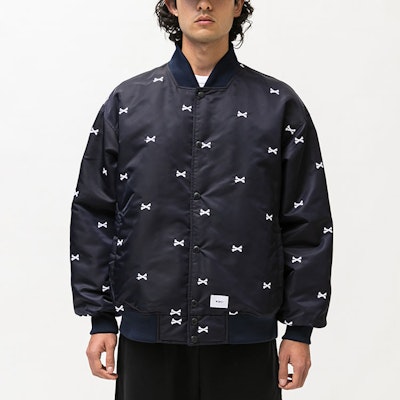 WTAPS SS22 Embroidered Bone Print Bomber Jacket Unisex Baseball Style. 221TQDT-JKM01 Sizing WTAPS SS22 Embroidered Bone Print Bomber Jacket Unisex Baseball Style. 221TQDT-JKM01