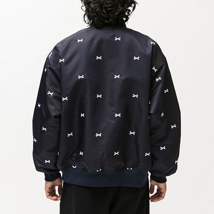 Cheap WTAPS SS22 Embroidered Bone Print Bomber Jacket Unisex Baseball Style. 221TQDT-JKM01