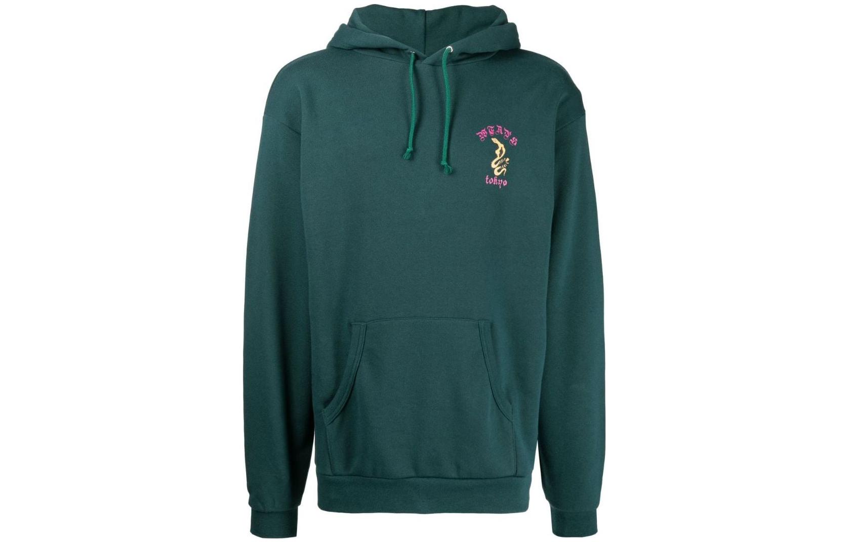 WTAPS SS22 Logo Embroidered Pullover Hoodie Deep Green 192ATDTHP02SGREEN