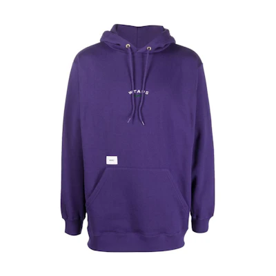 WTAPS SS22 Solid Logo Hoodie Purple Long Sleeve Pullover 212ATDT-CSM20