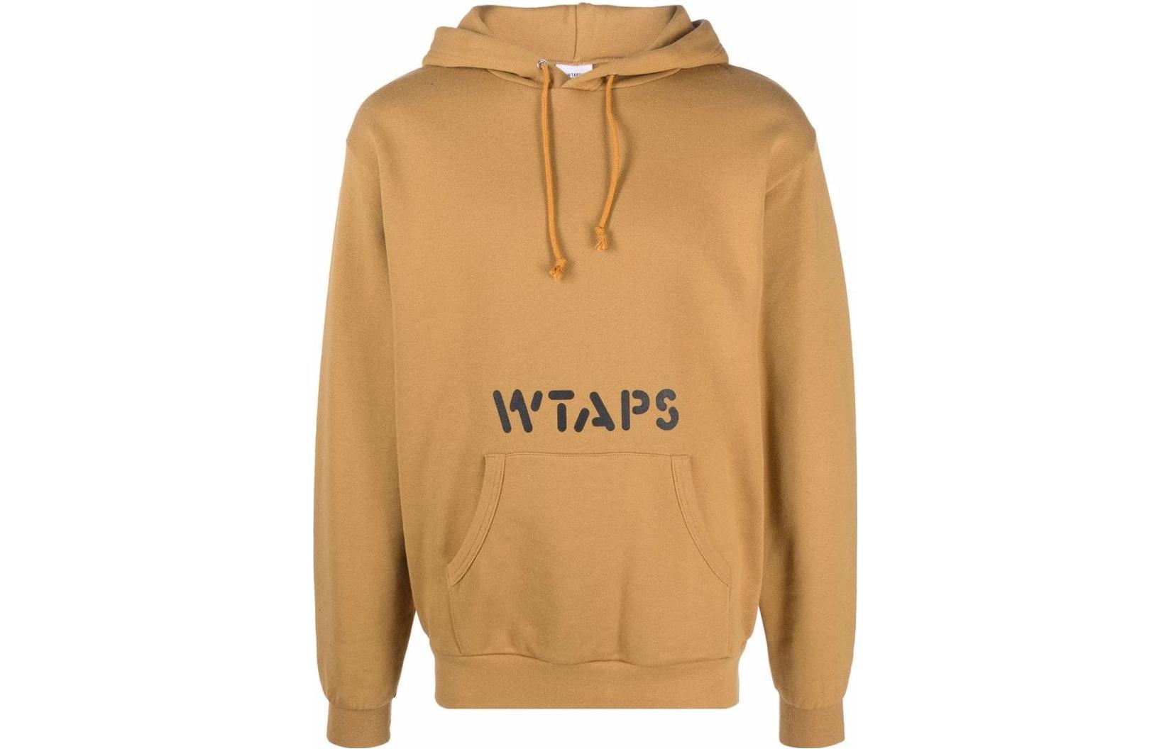 WTAPS SS22 Yellow Logo Print Hoodie Unisex Long Sleeve Sweater 212ATDTHP04SGOLD