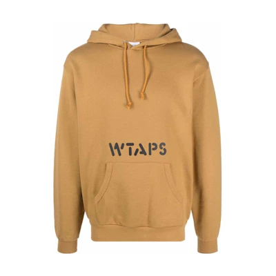 WTAPS SS22 Yellow Logo Print Hoodie Unisex Long Sleeve Sweater 212ATDTHP04SGOLD