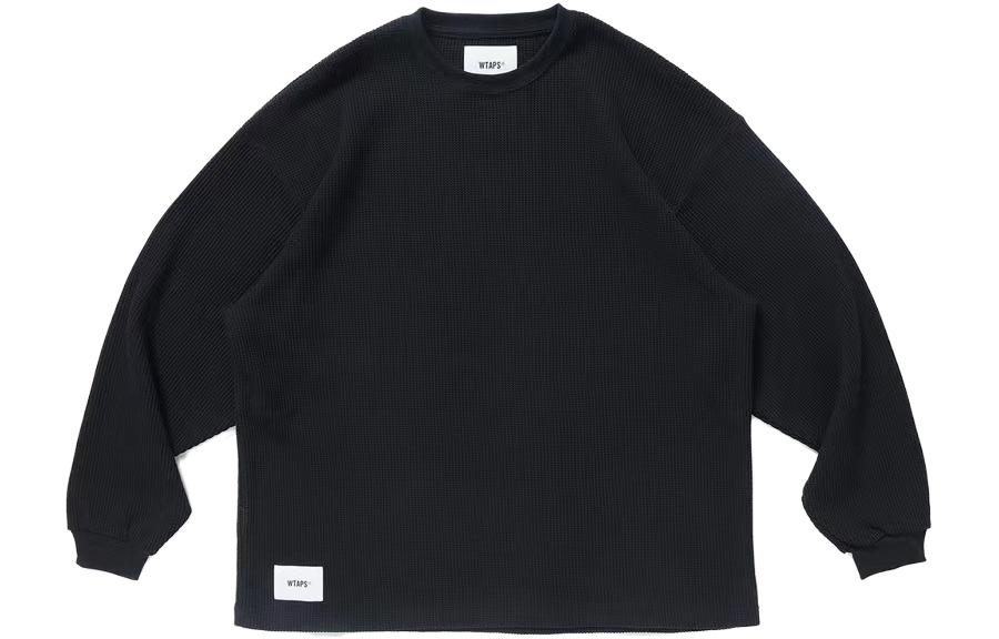 WTAPS SS23 Black Plain Back Embroidered Long Sleeve Sweatshirt Men 231ATDT-CSM11-BK