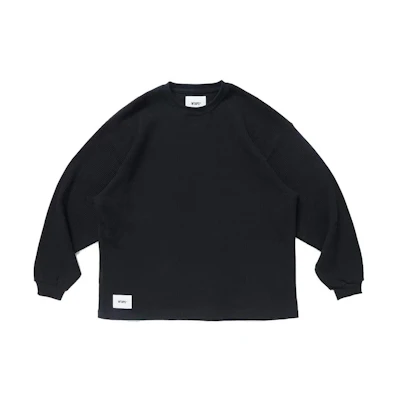 WTAPS SS23 Black Plain Back Embroidered Long Sleeve Sweatshirt Men 231ATDT-CSM11-BK