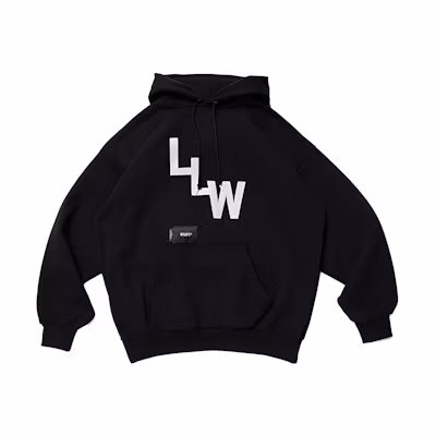 WTAPS SS23 Letter Print Pullover Hoodie Black Long Sleeve 222ATDT-HPM04S-BLACK