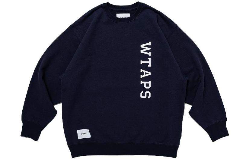 WTAPS SS23 Solid Logo Knit Sweater Navy Blue  Edition. 231ATDT-CSM02-NV