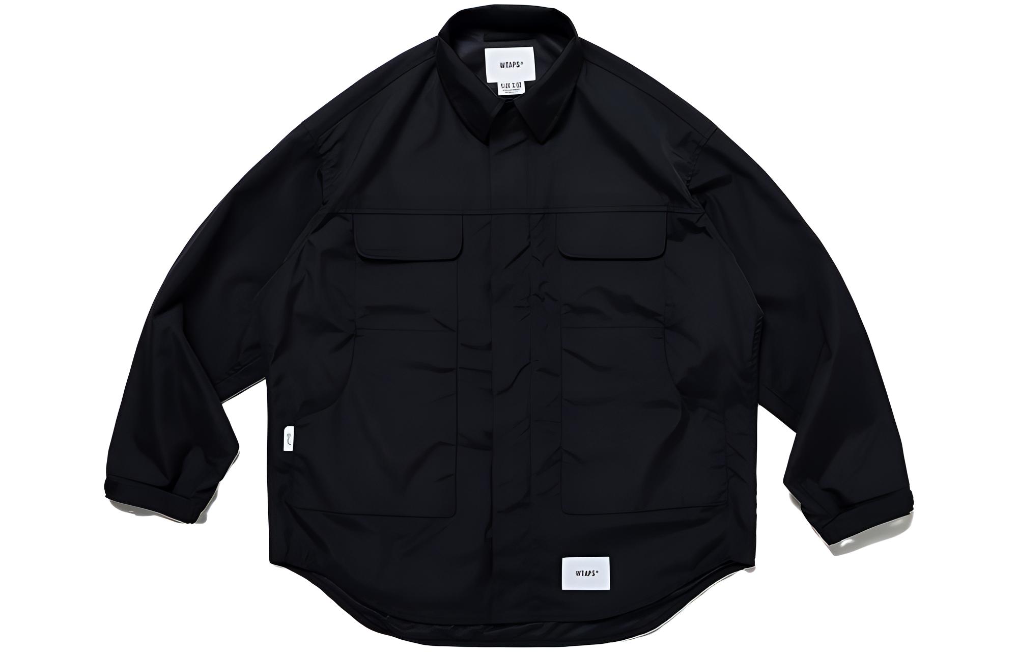 WTAPS SS23 Solid Pocket Button-Up Long Sleeve Jacket Men 231WVDT-JKM01-BK
