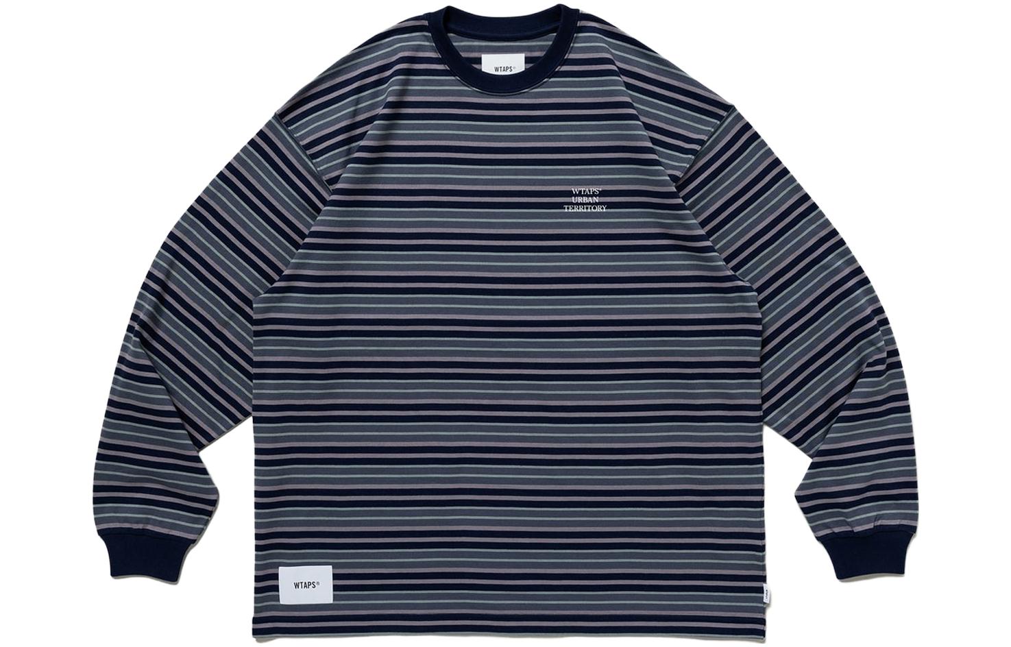WTAPS Striped Crewneck Long Sleeve Cotton Sweatshirt 231ATDT-CSM20