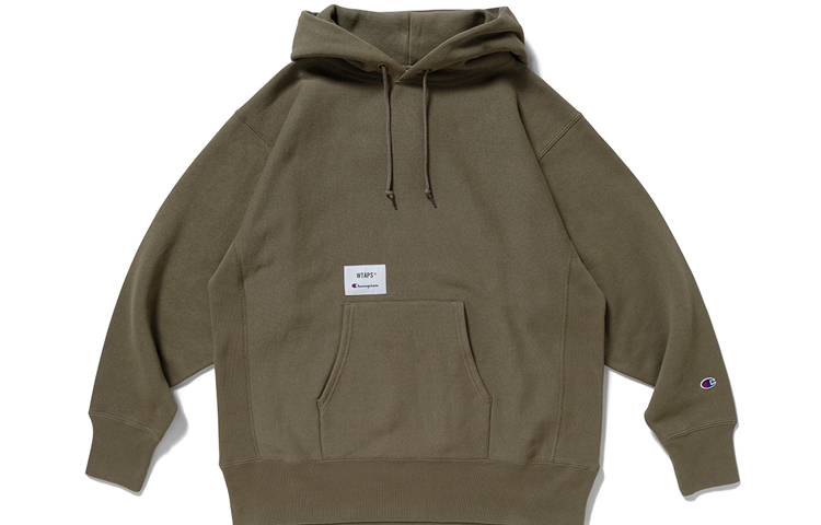 WTAPS Champion FW21 Reverse Hoodie Olive Green C8-T109