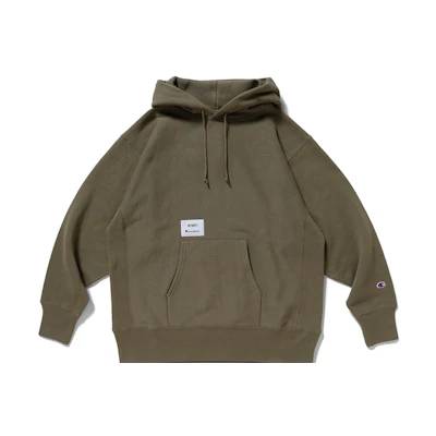 WTAPS Champion FW21 Reverse Hoodie Olive Green C8-T109