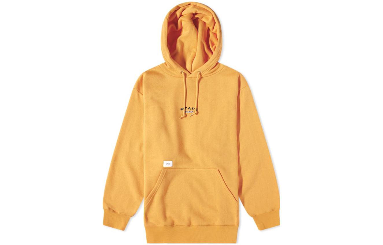 WTAPS Yellow Hoodie with Embroidered Letter Logo and Drawstring 212ATDT-CSM20-YLW