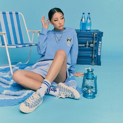 MLB ヤンキース キャンバス ロー "青白" (MLB Yankees Canvas Low "Blue White") 32SHPM011-50U 3