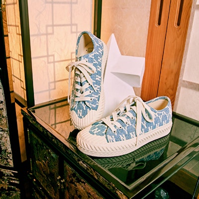 MLB ヤンキース キャンバス ロー "青白" (MLB Yankees Canvas Low "Blue White") 32SHPM011-50U 2