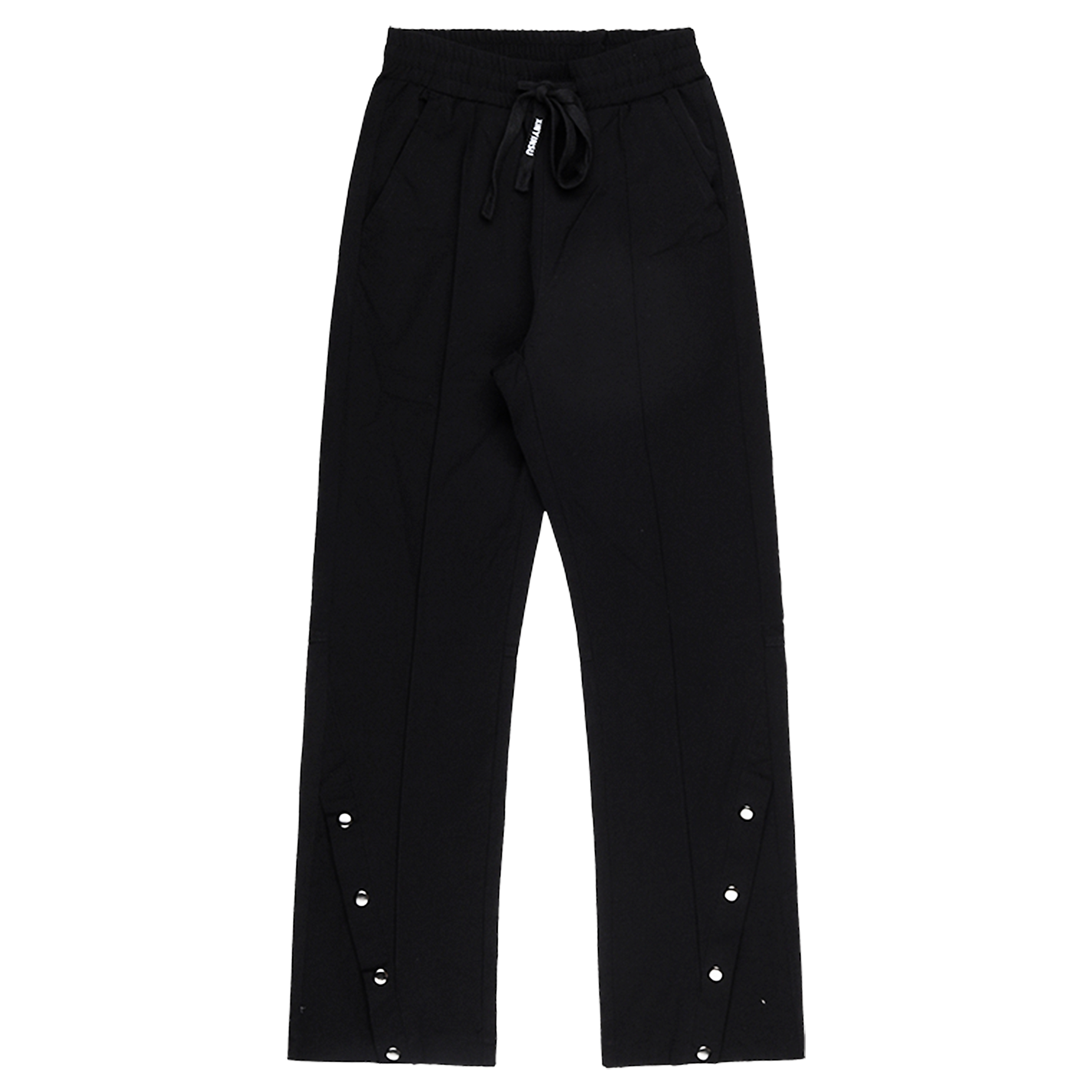 XINYINSU Black Flared Split Hem Detachable Button Casual Pants Unisex. x92018
