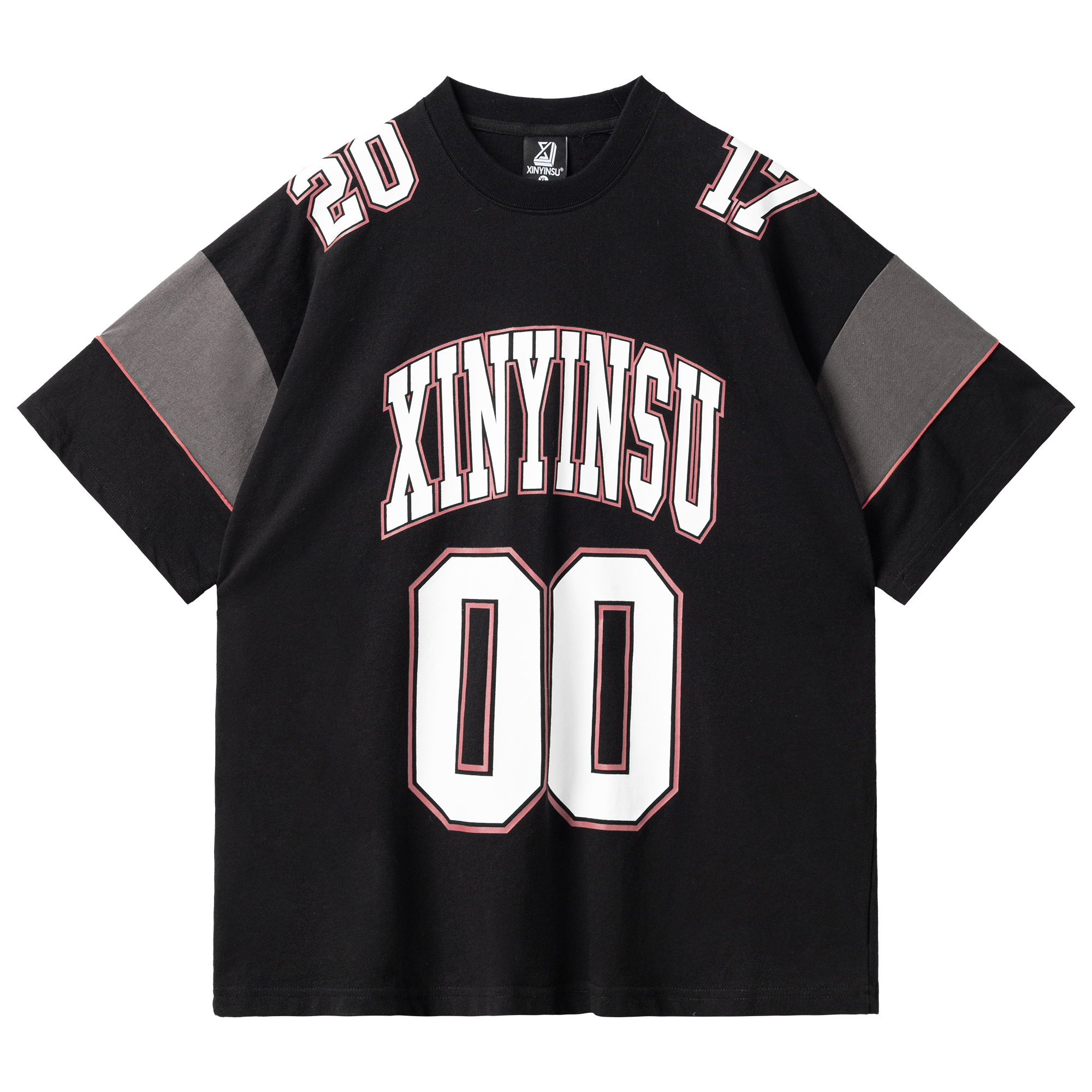 XINYINSU Letter Patchwork Breathable Casual Unisex American Football T-Shirt X98020