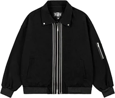 XINYINSU Multi-Zip Loose Harrington Cotton Jacket Unisex Black X7237 XINYINSU Multi-Zip Loose Harrington Cotton Jacket Unisex Black X7237