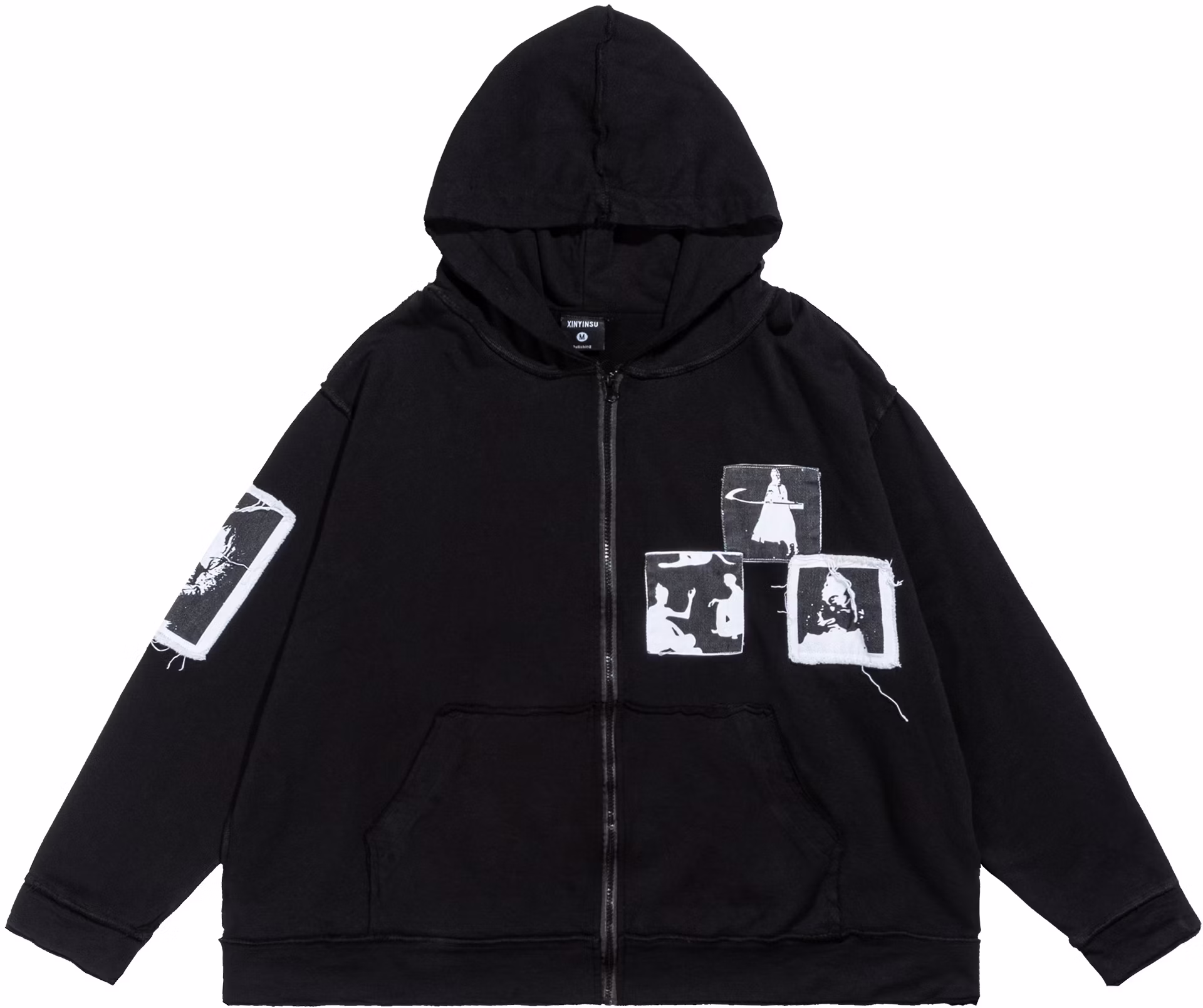 xinyinsu-patchwork-portrait-loose-fit-zip-hoodie-unisex-x7035